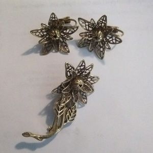 Vintage flower earrings and pin.